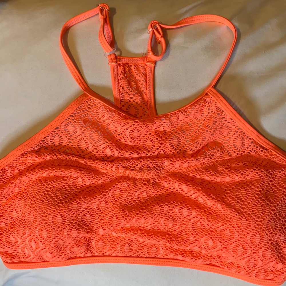 Orange Mesh Bikini Top